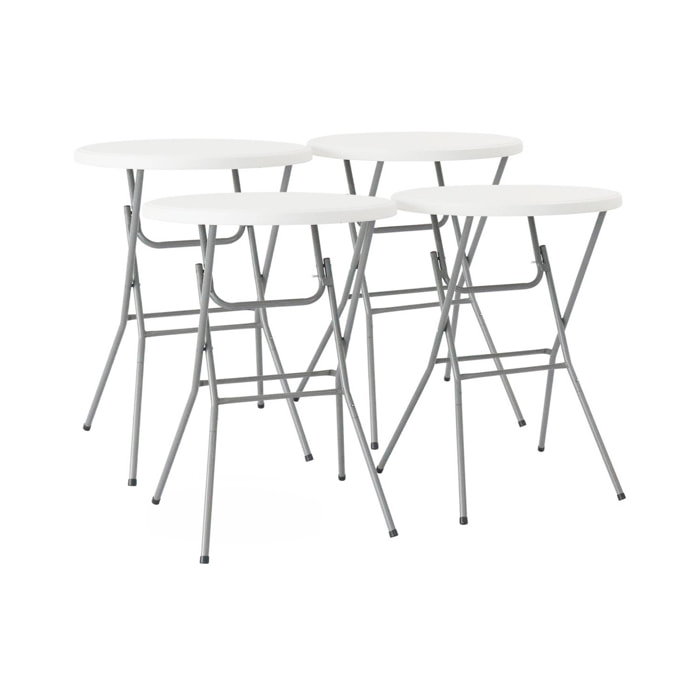 Table de réception, table mange debout pliante acier (lot de 4) GALA X4