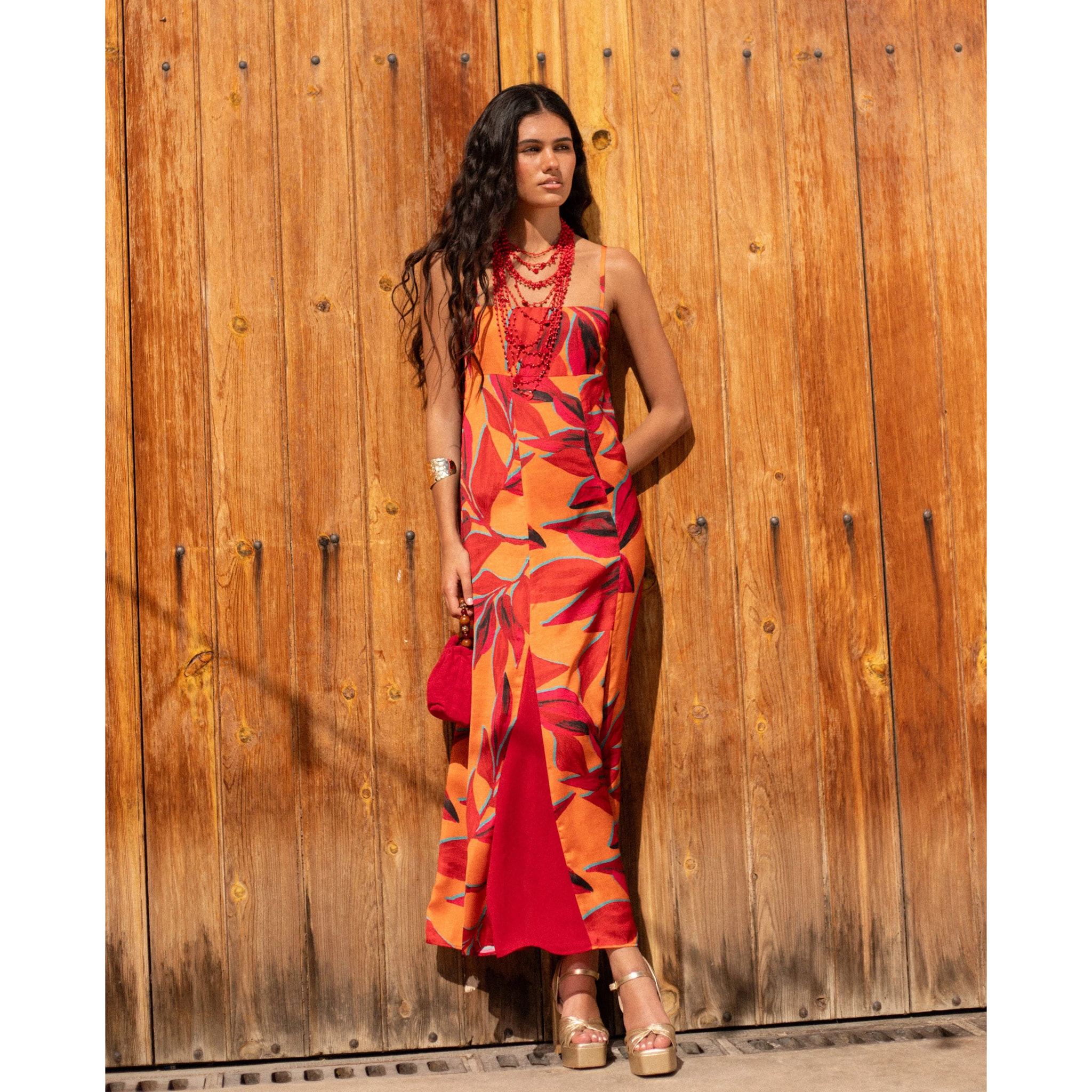 Vestido largo estampado floral de tirantes