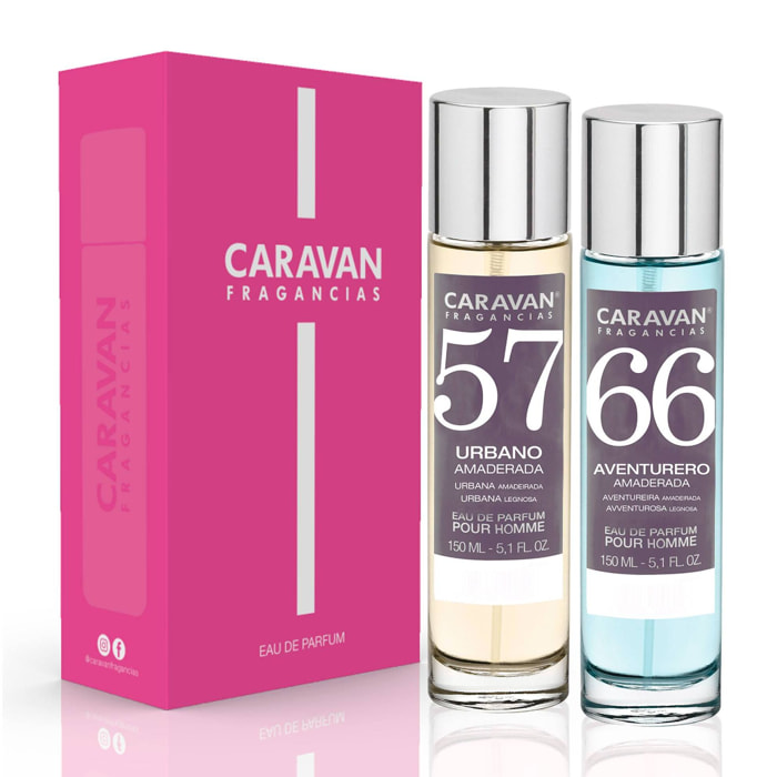 Caravan fragancias - caja de regalo con 2 perfumes: nº66 y nº57 de 150 ml, para hombre