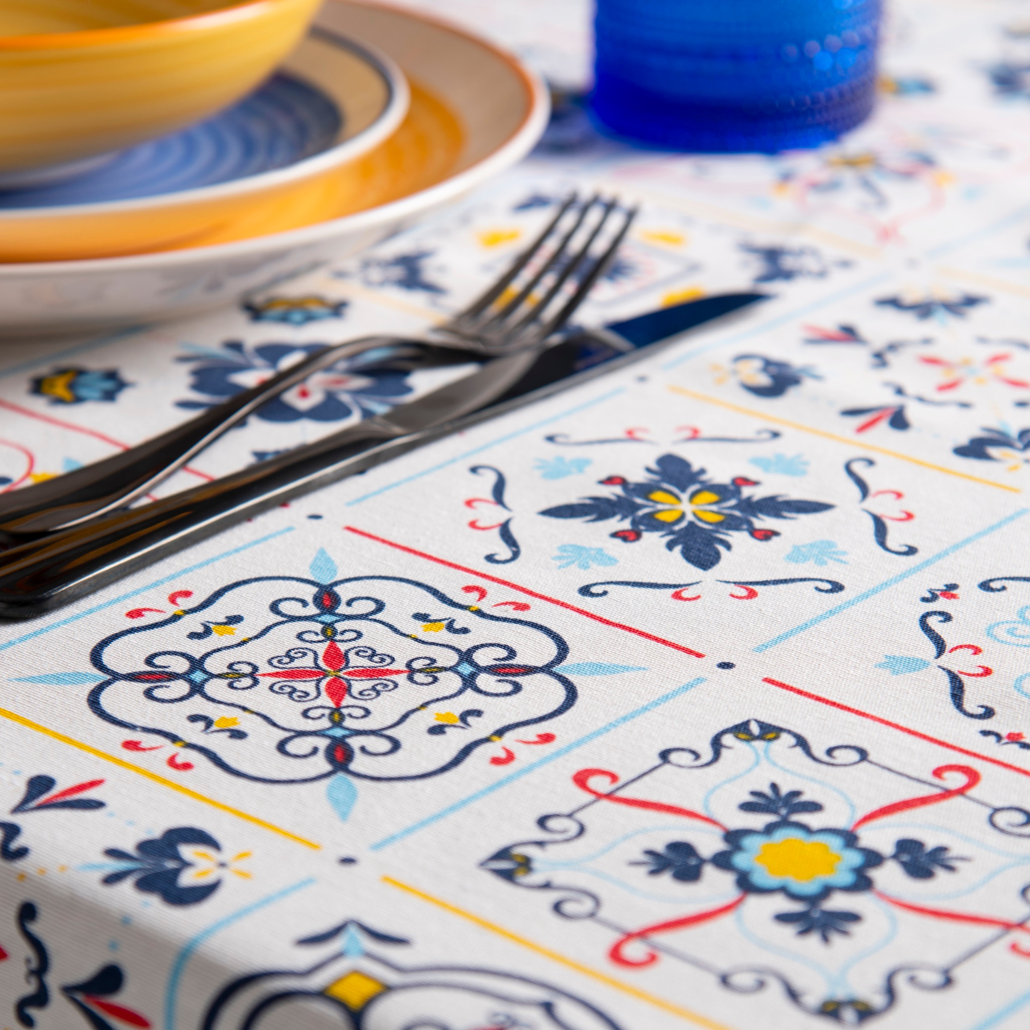 Nappe 140x180 cm Excelsa – Vietri Color, Coton Bleu