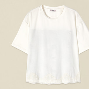 Oltre - T-shirt con inserto dietro - Bianco