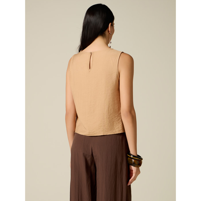 Oltre - Top corto mezcla de viscosa - Beige
