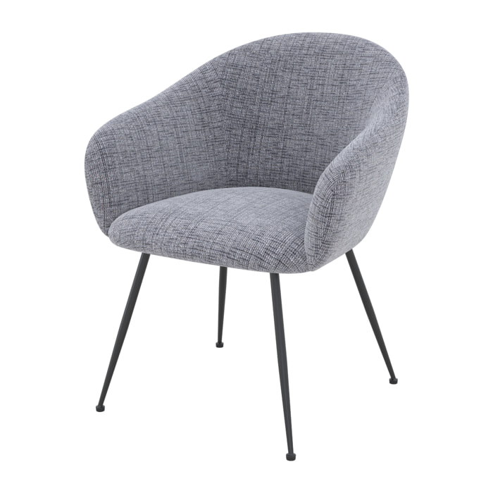 Fauteuil Socky en tissu gris chiné