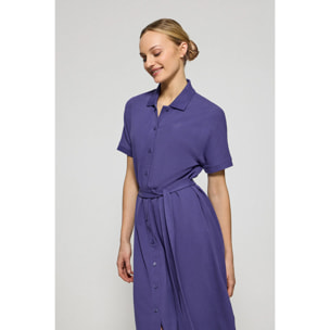 Vestito viola azzurrino abbottonato con ricamo PC