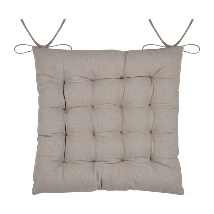 Galette de chaise feuillage  - Effet matière en coton brodé - Ecru