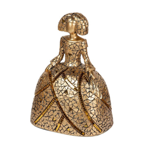 Figura Menina Resina Dorada 18x13x24 Cm