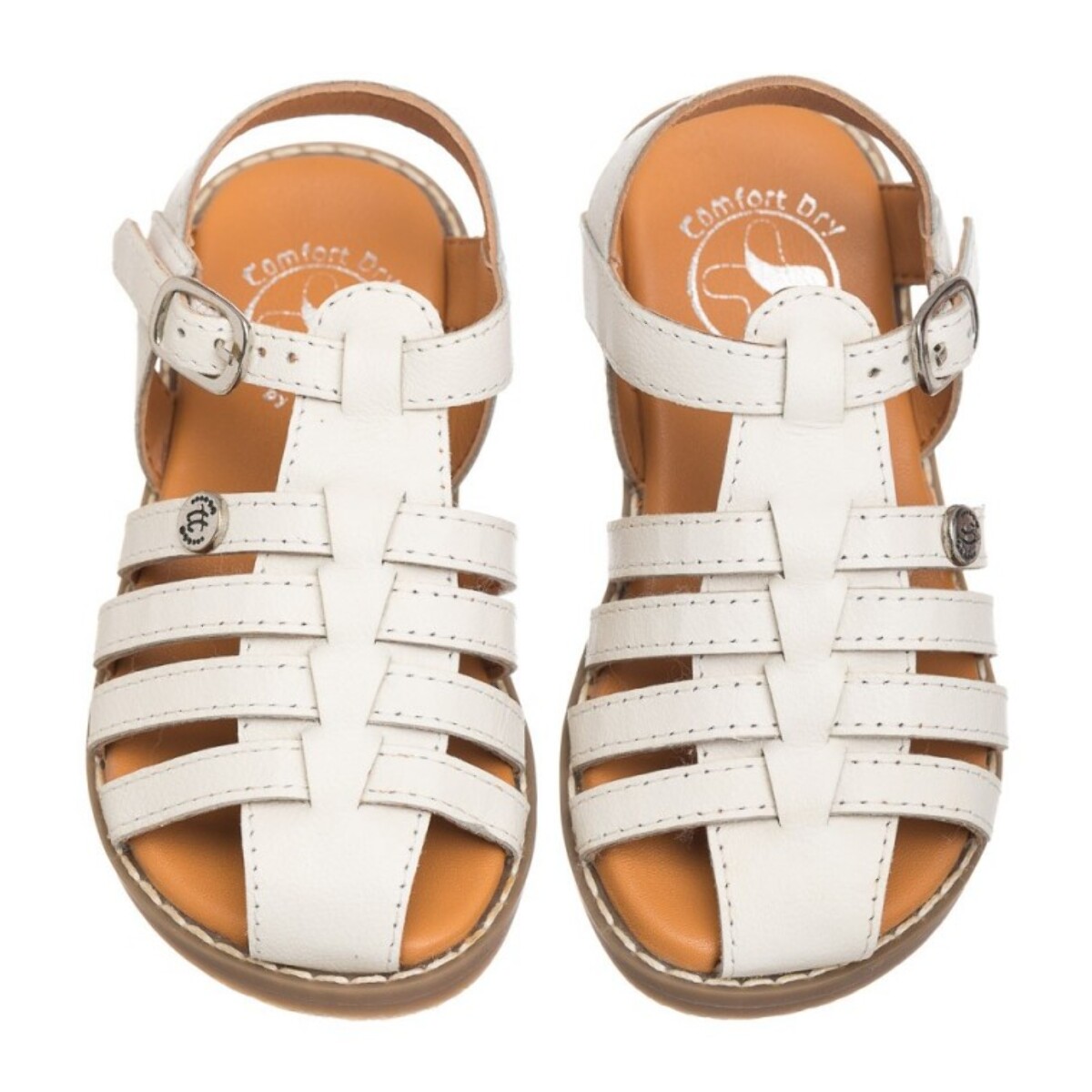 Sandalia cangrejera color blanca confeccionada en piel