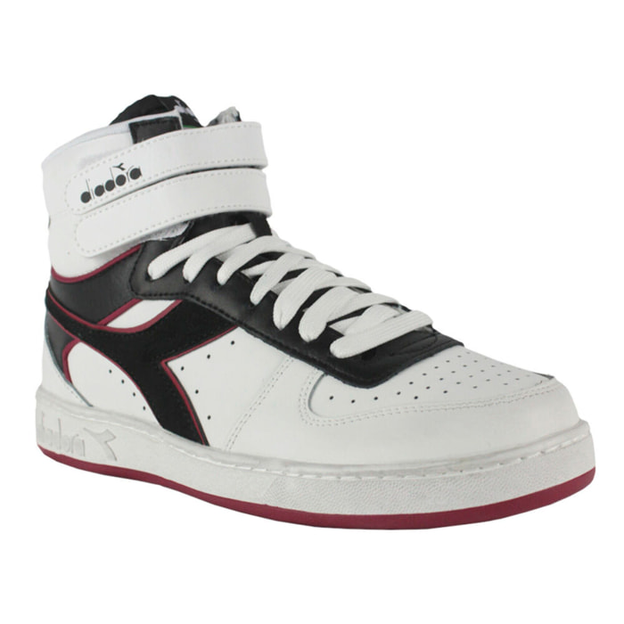 Zapatillas Sneaker para Hombre - DIADORA Magic basket mid icona leather 501.178566 01 C5019 White/Red granata