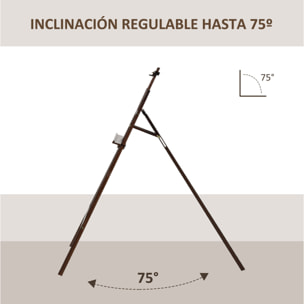 Caballete de Pintura de Madera Caballete de Dibujo con Ángulo Ajustable de 75° Soporte Trípode y Pincel para Lienzos 51,5x71,5x134,5 cm Café