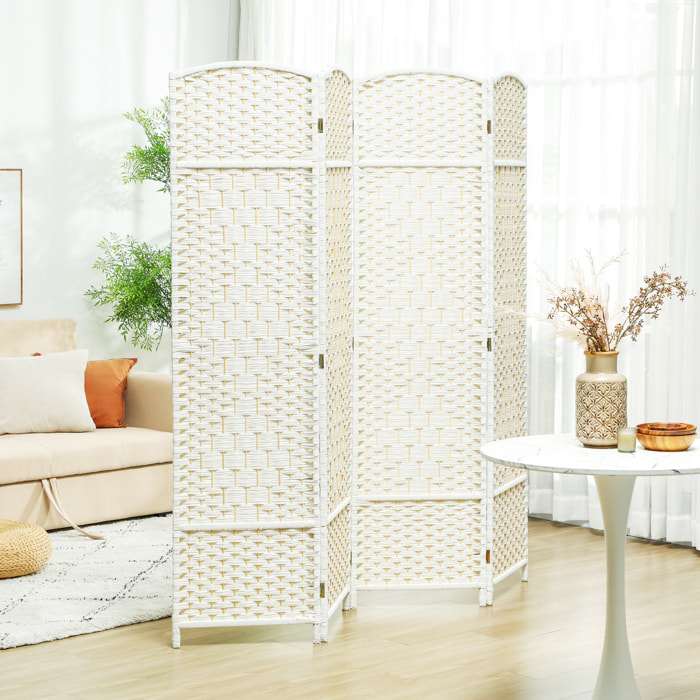 Paravent intérieur en bois 4 panneaux 180 x 180 cm séparateur de pièce pliable bois blanc
