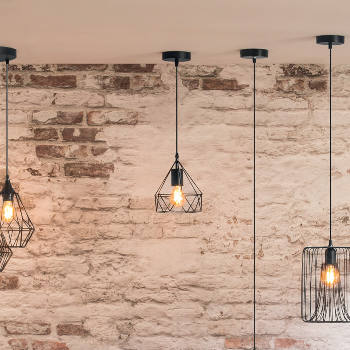 Suspension filaire "Ida" métal noir D19cm