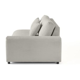 Garance - module d'assise 3 places avec accoudoir droit - en velours côtelé - Gris clair