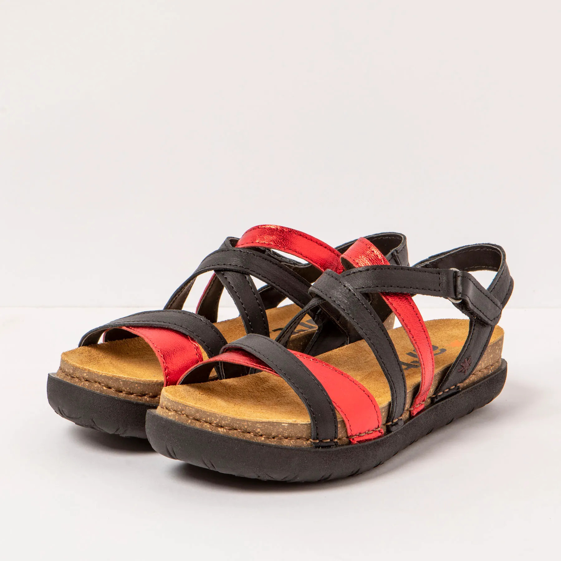 Sandalias 1714 NAPPA BLACK-RED /RHODES color Black-red