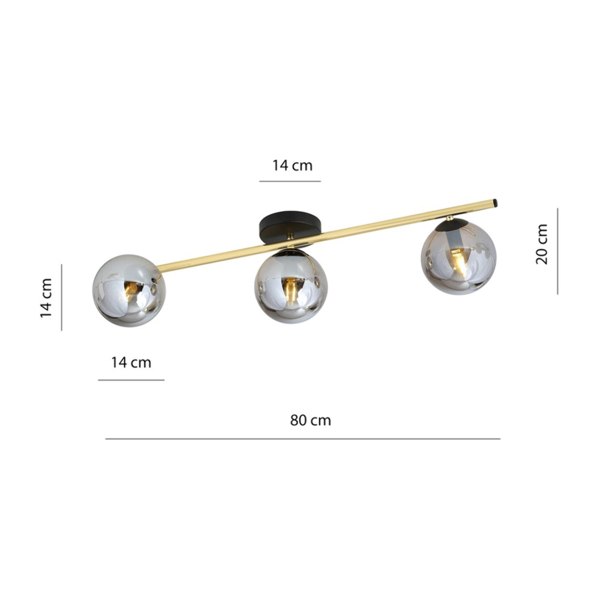 Lampada a sospensione SPLENDI in acciaio nero e oro con vetri grafite