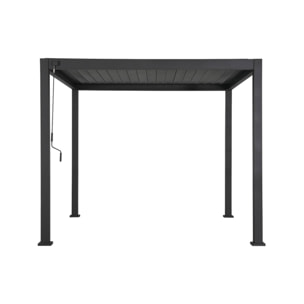 Pergola bioclimatique aluminium 3x3 m V2 lames orientables + 3 persiennes TRIOMPHE anthracite