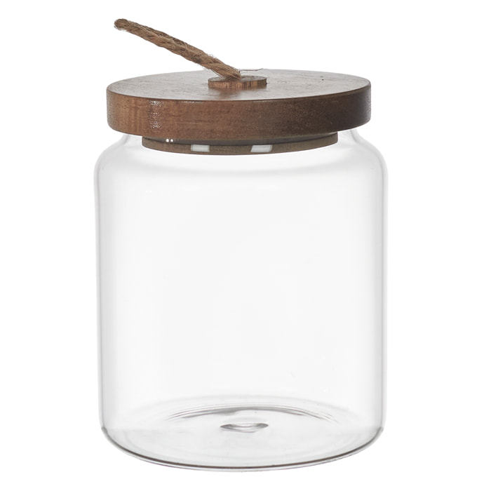 Bocal Verre Avec Couvercle Acacia H10cm2