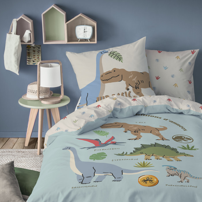 Parure de lit imprimée 100% coton, JURASSIC WORLD SICJU