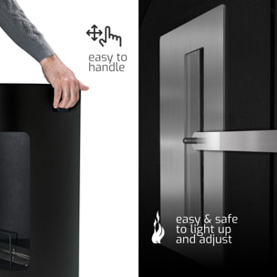 Ottaviano - Camino a bioetanolo da terra freestanding con doppio ripiano in legno melaminico, Ø 40xH67,5 cm colore nero