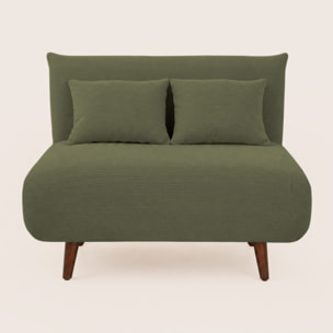 Lumi - Banquette convertible clic-clac 1 place en velours côtelé - Vert