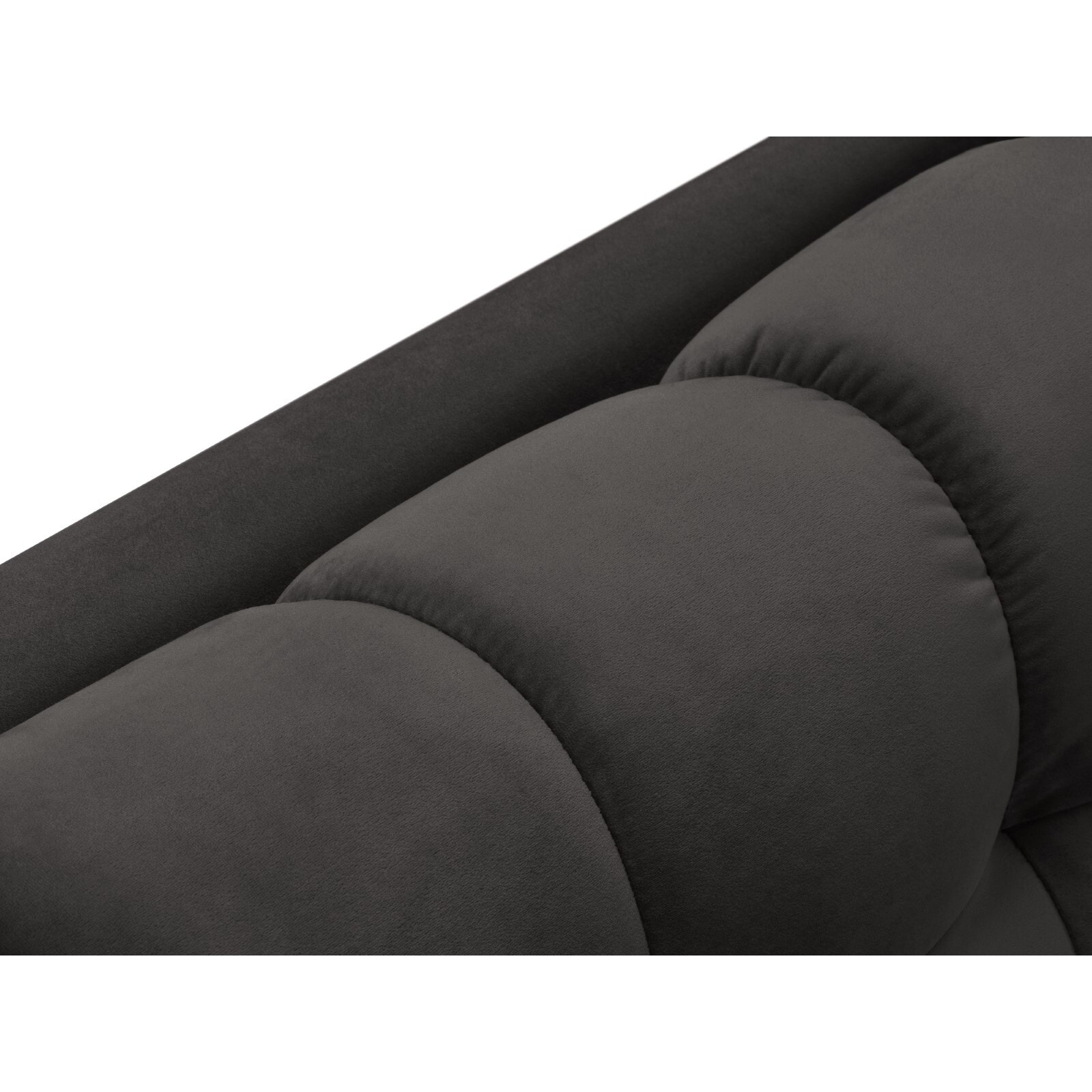 Méridienne droite "Bali" en velours gris foncé
