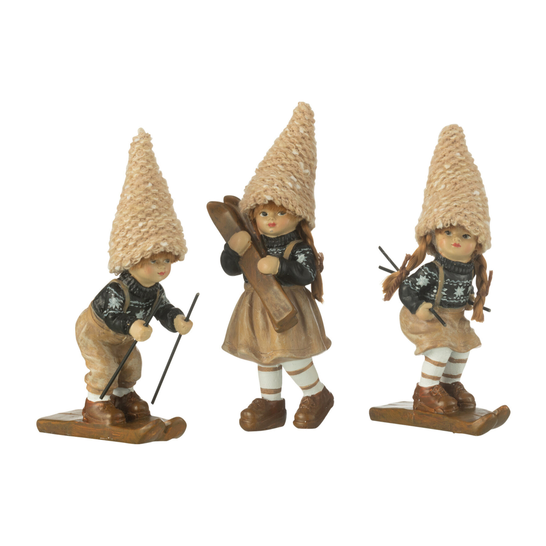 J-Line figurine Enfants Ski - polyrésine - brun - small - 3 pcs