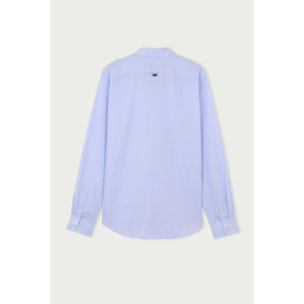 Camicia Uomo 2 Bottoni Button Down Slim Cotone Quadro Piccolo Bianco\Blu Inchiostro
