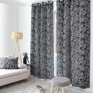 Rideau à oeillets en coton recyclé Chambray - Noir