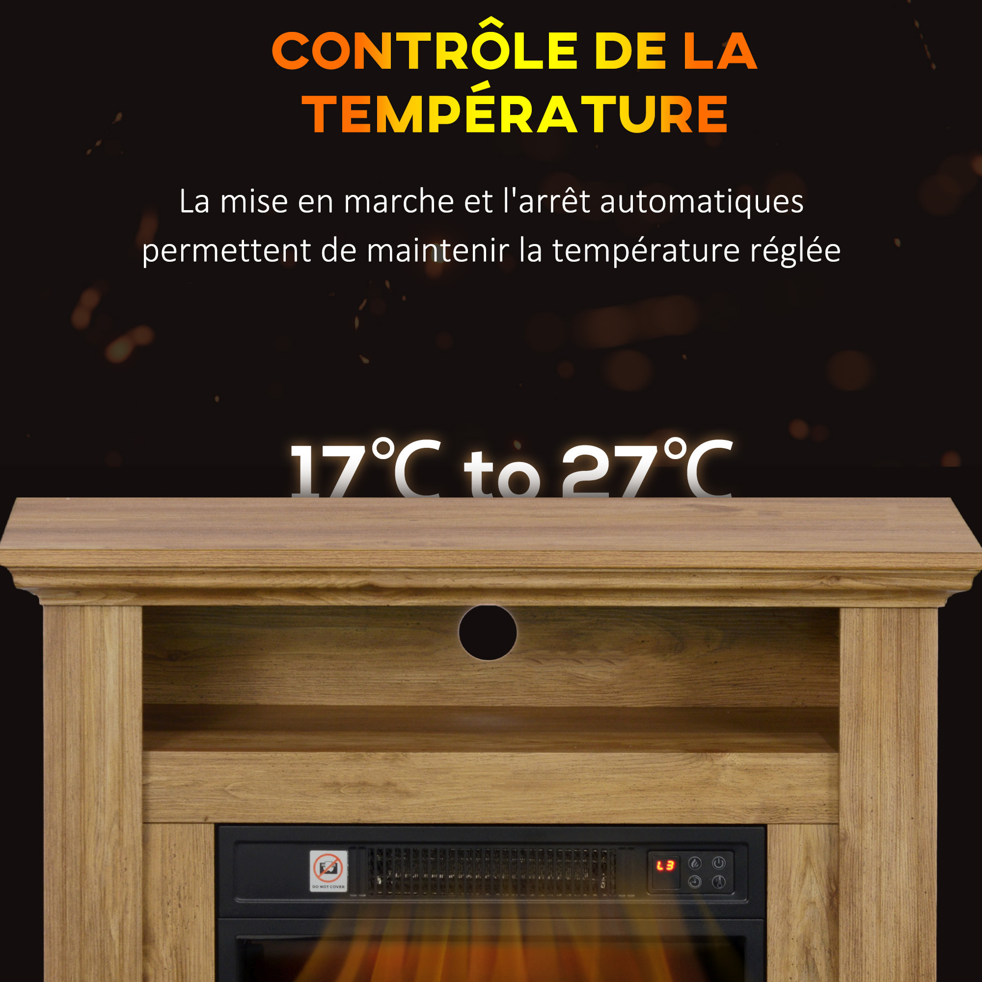 Cheminée électrique style montagnard aspect bois - niche, télécommande, timer - max. 1800W
