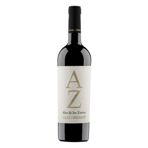 Botella de vino Alto de los Zorros Autor, Ribera del Duero, crianza de 21 meses en barrica de roble francés y americano. Vendimia del 2017. 75cl con 14,5% vol.