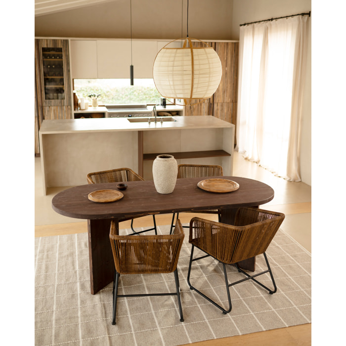 Table à manger en bois massif ton noyer en différentes tailles