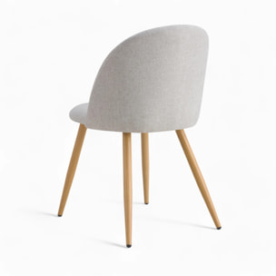 Lot de 2 chaises en tissu taupe chiné clair et pieds en métal - Cozy