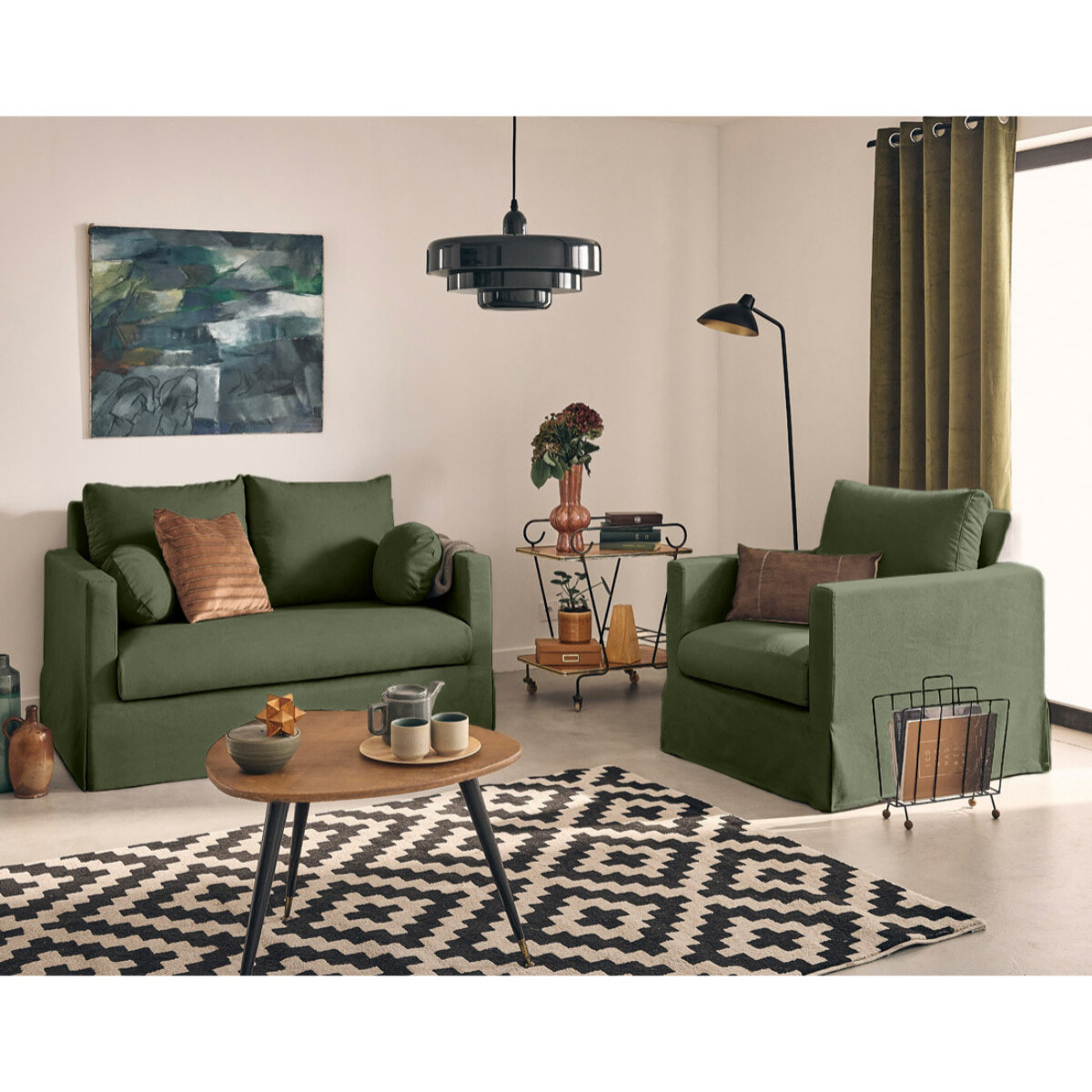 Serena - fauteuil déhoussable en tissu - Vert