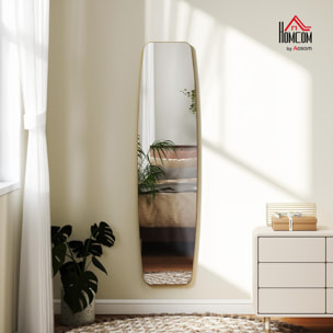 Grand miroir mural ovale design pleine longueur L.40 x H.160 cm cadre métal doré