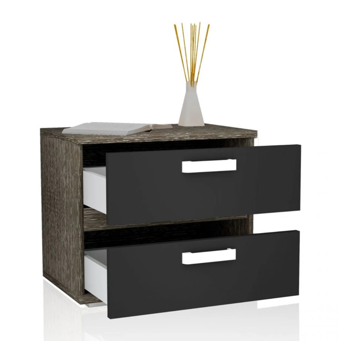 Mesita de noche Ataneq Ceniza - Negro