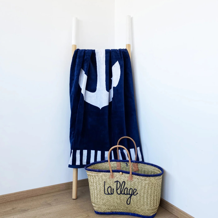 Serviette de plage éponge velours Jacquard - Houston - 100x175cm - 470g/m²