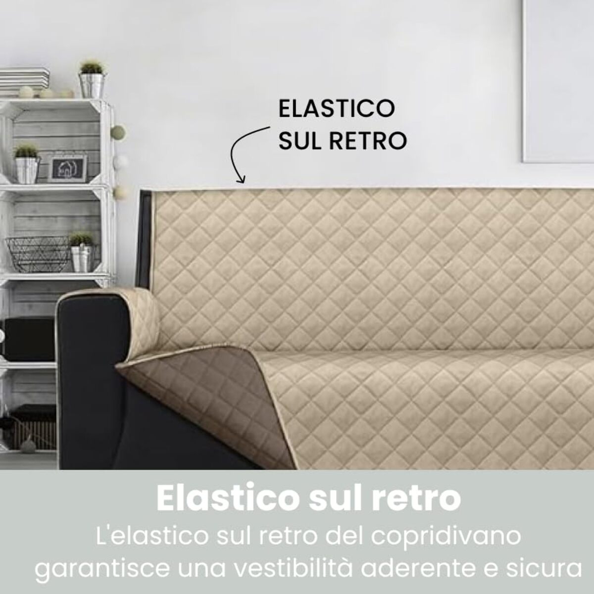 INTRECCI Copridivano 3 Posti, Copridivano con Braccioli, Antimacchina, Elasticizzato, Telo Copridivano, Double Face, Impermeabile, Protegge da Macchie e Sporco, Facile da Lavare.