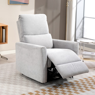 Fauteuil de relaxation inclinable repose-pieds intégré tissu toucher lin gris clair