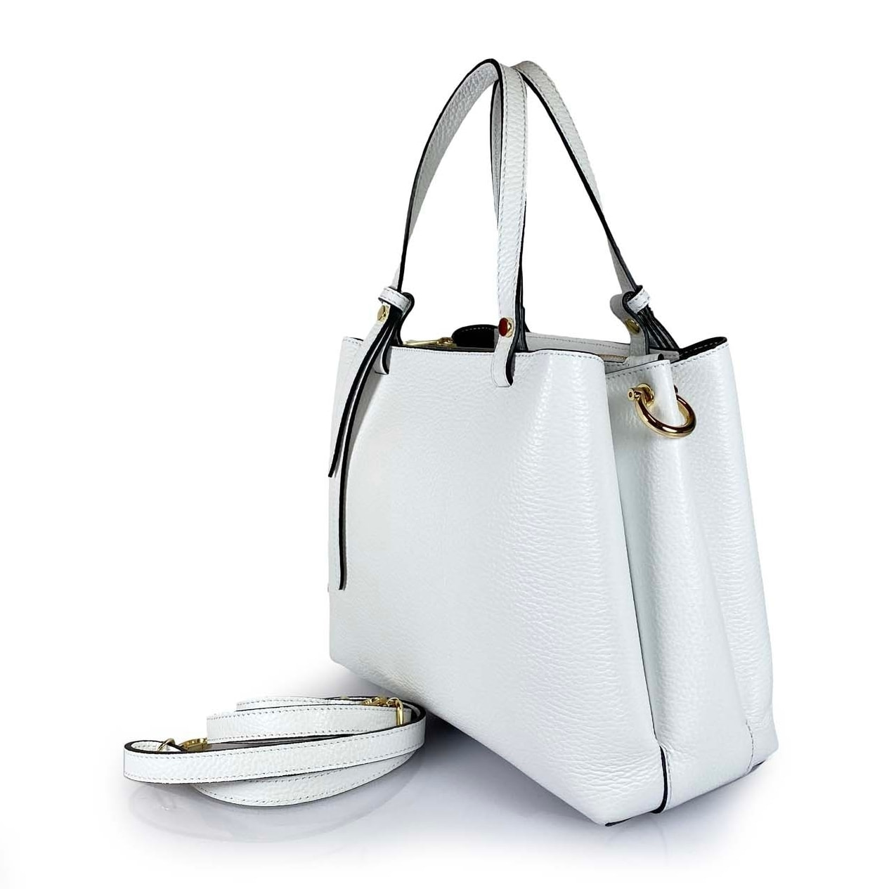 Borse Donna colore Bianco-in pelle Made in Italy 25 X 19 X 11cm