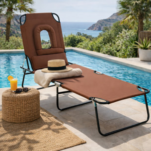 Bain de soleil pliable – Dossier 4 positions – Coussins inclus