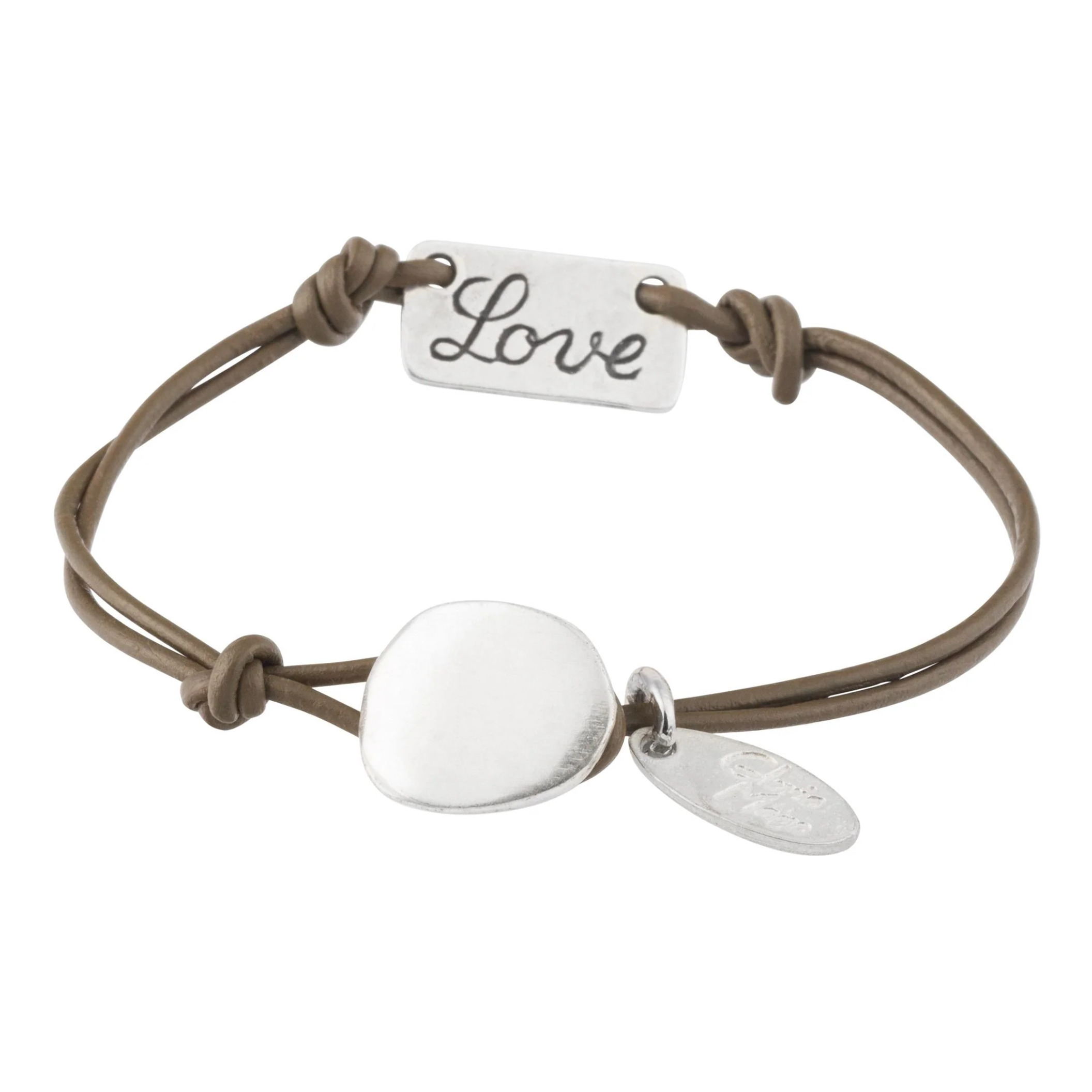 Pulsera básica cuero visón marrón piel "Love"