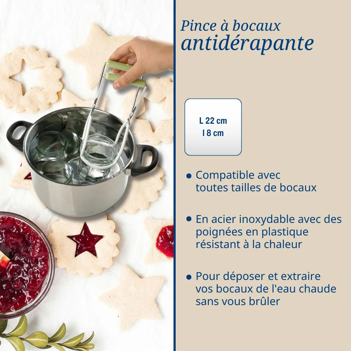 2 ustensiles pour confiture avec pince à bocaux et entonnoir Dr Oetker