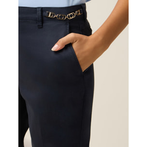 Oltre - Pantalones chinos de algodón y lyocell - Azul