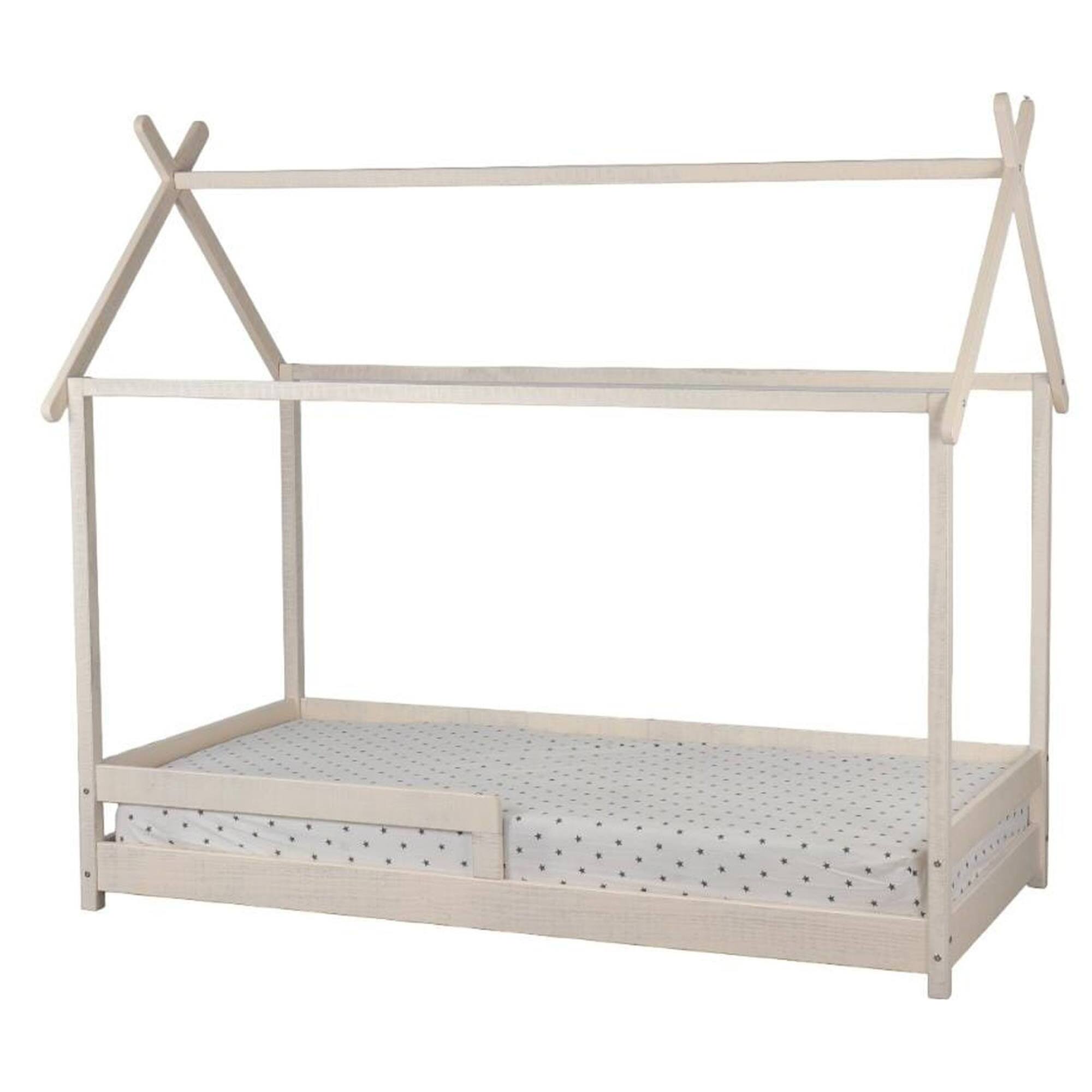 Cama infantil cabaña 200x90cm con plataforma color blanco - Well home Kids