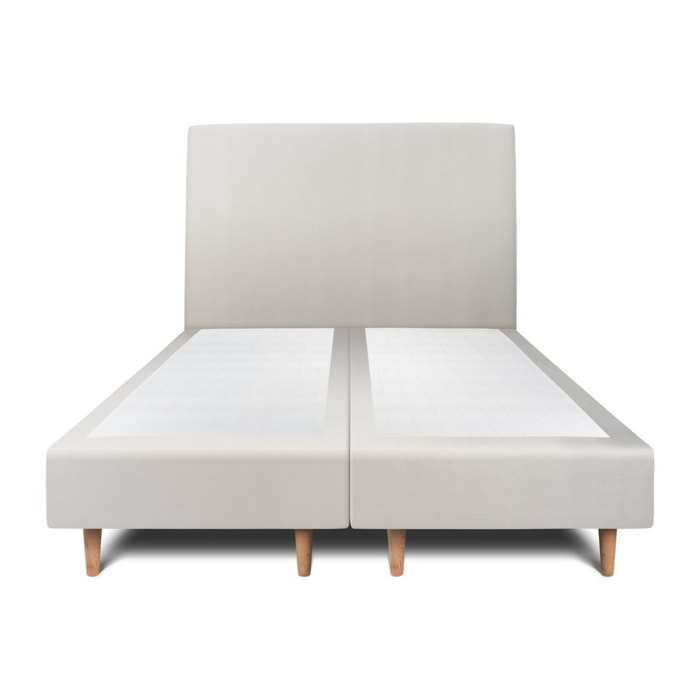 Lit avec tête de lit tapissée velours et sommier tapissier Ep20