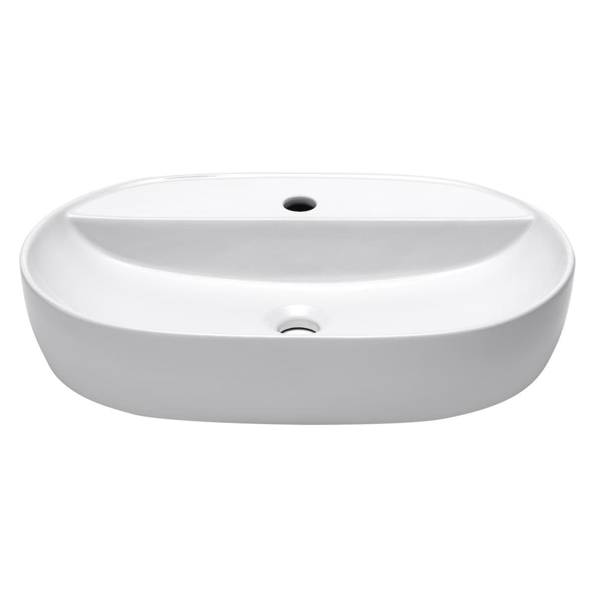 Vasque à poser ovale 60 x 40 cm - blanc mat - avec trou de robinetterie - sans trop-plein - SAT Infinitio