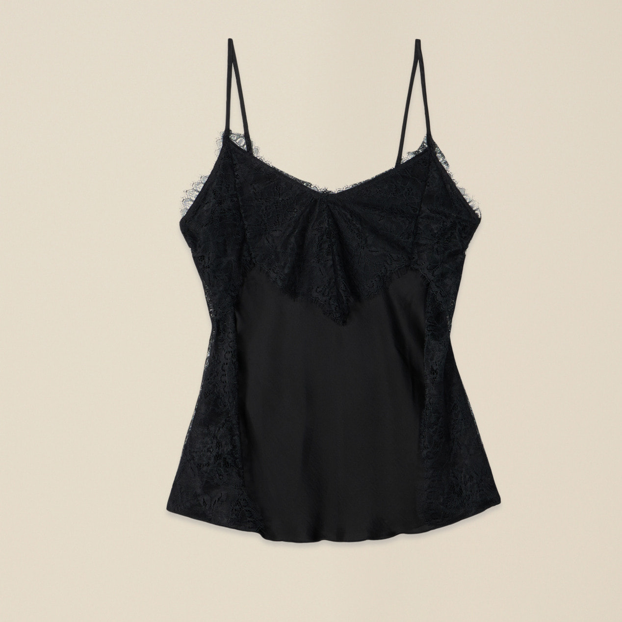 Oltre - Top in raso con pizzo - Nero