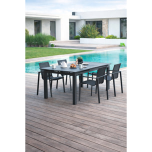 ALU-MIAMI - Ensemble repas de jardin 4 places en aluminium