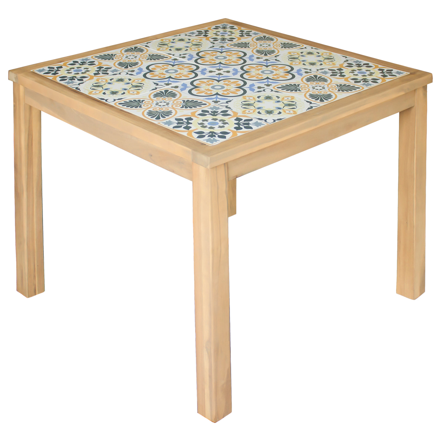 Ensemble table et chaises de jardin 4 places en acacia massif et céramique FARO
