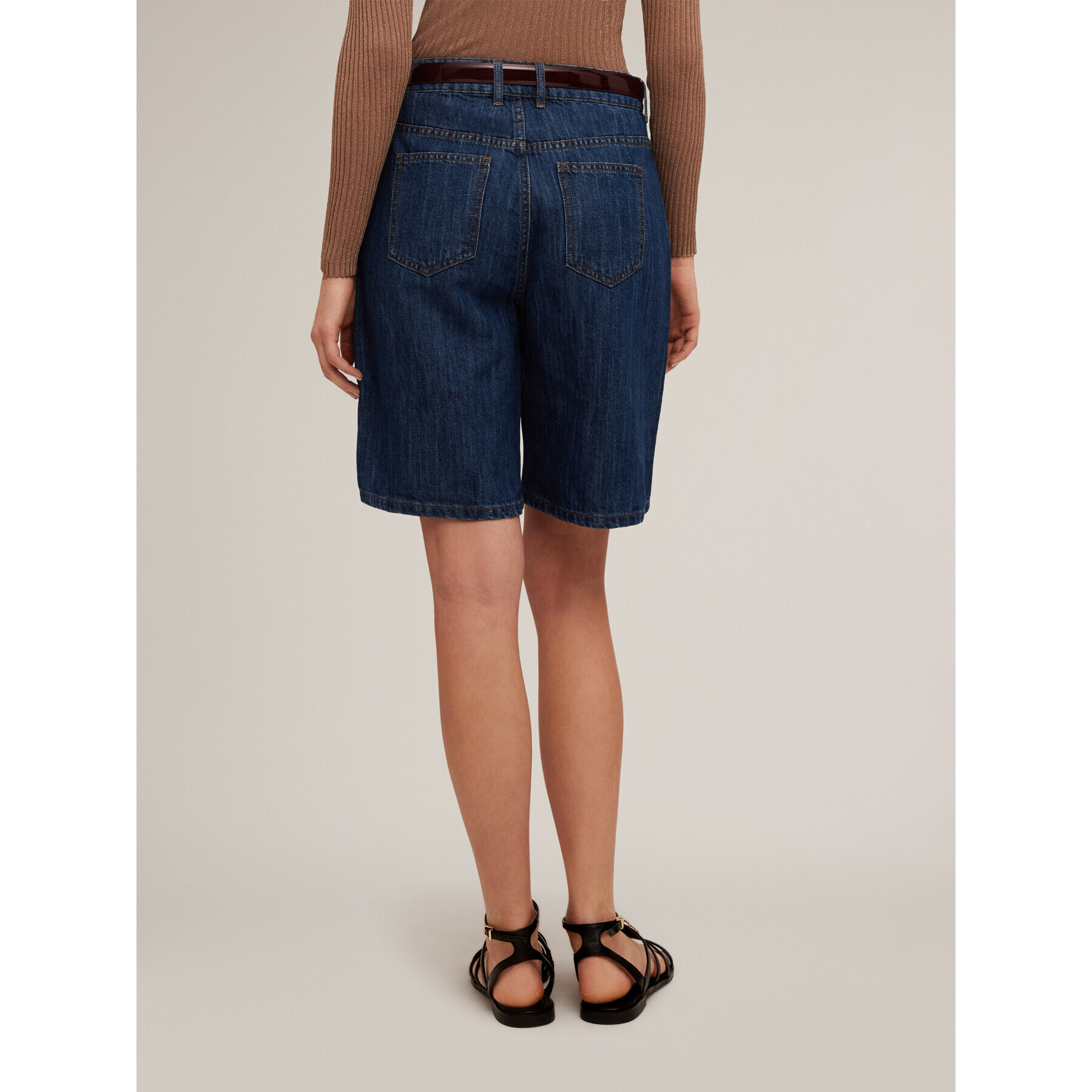Motivi - Bermudas en denim de mezcla de lino - Azul