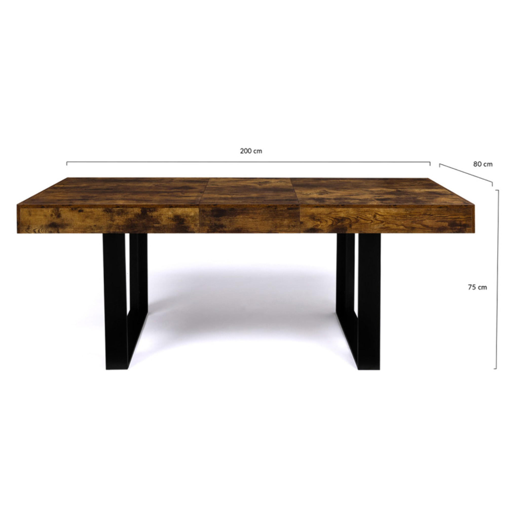 Tables à manger extensibles Brixton - Bois vieilli - Noir